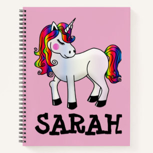 UNICORN SPIRAL PERSONALIZED NAME PINK NOTEBOOK