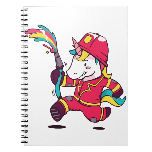 unicorn splashing around in a fireman's uniform notebook (Front)