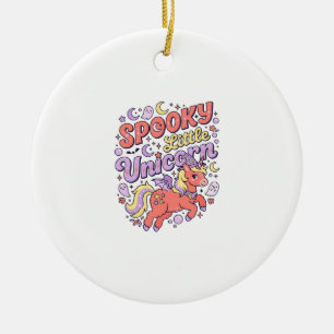 Unicorn Spooky Little Unicorn Whimsical White Back Ceramic Ornament