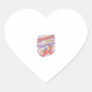 Unicorn Spooky Little Unicorn Whimsical White Back Heart Sticker