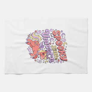 Unicorn Spooky Little Unicorn Whimsical White Back Kitchen Towel