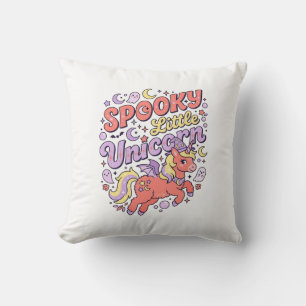 Unicorn Spooky Little Unicorn Whimsical White Back Throw Pillow