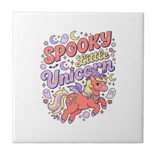 Unicorn Spooky Little Unicorn Whimsical White Back Tile