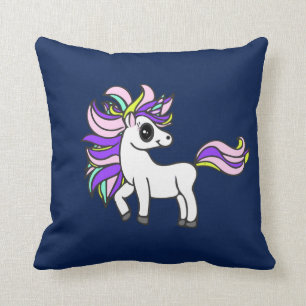 unicorn Squad, Colourful Pony Throw Pillow