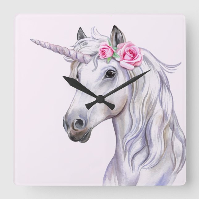 Unicorn Square Wall Clock (Front)