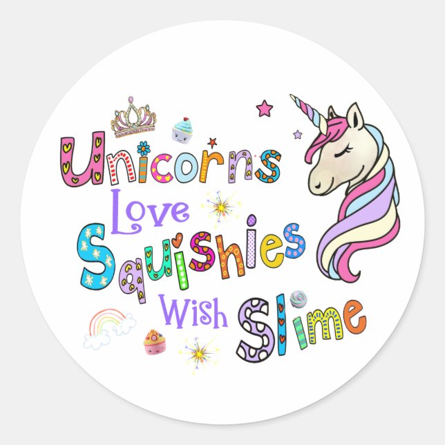 Unicorn Squishies Slime Classic Round Sticker (Front)
