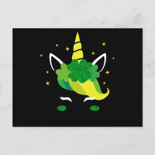 Unicorn St. Patricks Day girl children cute Postcard