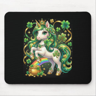 Unicorn St Patricks Day Toddler Girls Kid Shamrock Mouse Pad