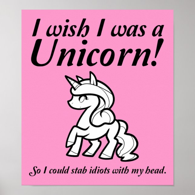 Unicorn Stabbing Funny Poster Sign (Front)