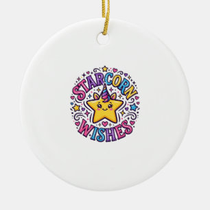 Unicorn Starcorn Wishes Commercial Print on Demand Ceramic Ornament