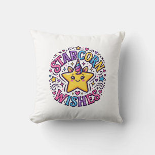 Unicorn Starcorn Wishes Commercial Print on Demand Throw Pillow