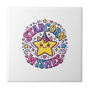 Unicorn Starcorn Wishes Commercial Print on Demand Tile