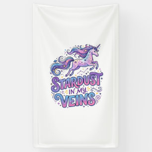 Unicorn Stardust in My Veins Retro Style Cute Gift Banner