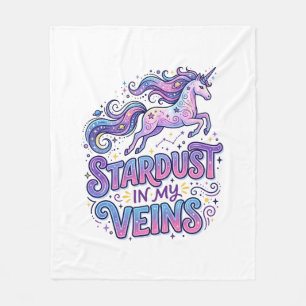 Unicorn Stardust in My Veins Retro Style Cute Gift Fleece Blanket