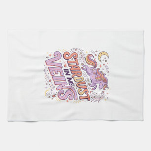 Unicorn Stardust in My Veins Whimsical Merch Desig Kitchen Towel