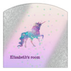 Unicorn, Stars,Silver Glitter Bokeh - Personalized