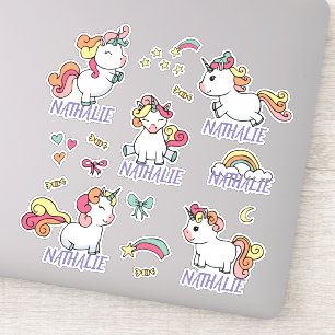 Unicorn sticker sheet with name