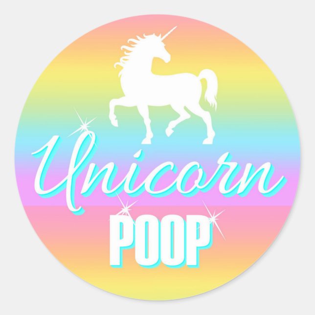 Unicorn Stickers, Unicorn Poop, party favours Classic Round Sticker (Front)