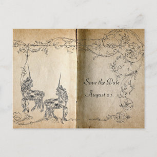 Unicorn Storybook Save the Date Announcement Postcard