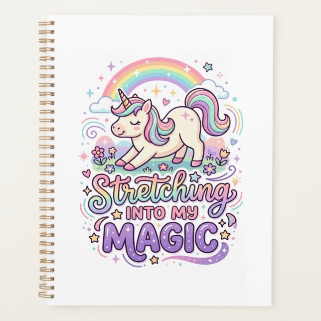Unicorn Stretching Into My Magic Bold Typography S Planner (Front)