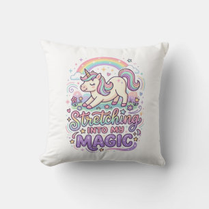Unicorn Stretching Into My Magic Bold Typography S Throw Pillow