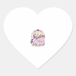 Unicorn Stretching Into My Magic Stylish White Bac Heart Sticker