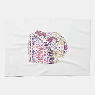 Unicorn Stretching Into My Magic Stylish White Bac Kitchen Towel