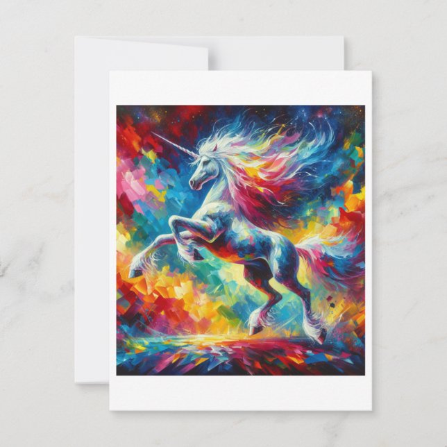 Unicorn Study C - Fantasy AI Holiday Card (Front)