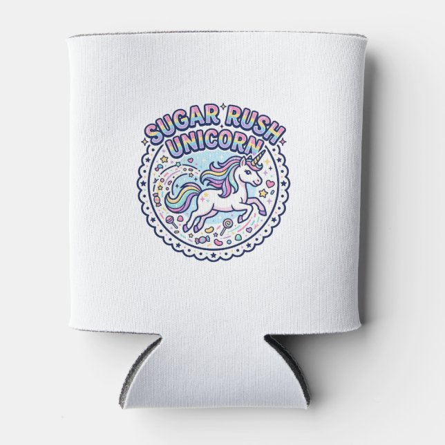 Unicorn Sugar Rush Unicorn Funny Cute Gift Design_ Can Cooler (Front)