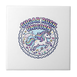 Unicorn Sugar Rush Unicorn Funny Cute Gift Design_ Tile