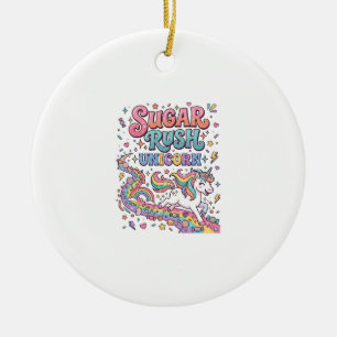 Unicorn Sugar Rush Unicorn Kawaii Marketplace Artw Ceramic Ornament
