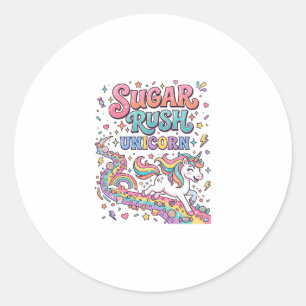 Unicorn Sugar Rush Unicorn Kawaii Marketplace Artw Classic Round Sticker