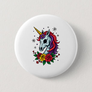 Unicorn Sugar Skull Mexican Art, Christmas T-Shirt 2 Inch Round Button