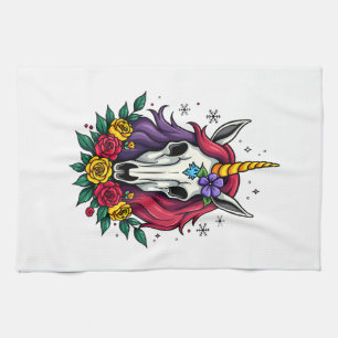 Unicorn Sugar Skull Mexican Art, Christmas T-Shirt Kitchen Towel
