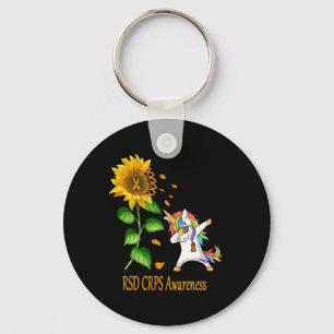Unicorn Sunflower Rsd Crps Awareness Keychain