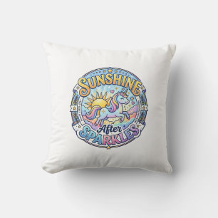 Unicorn Sunshine After Sparkles POD Ready Marketpl Throw Pillow