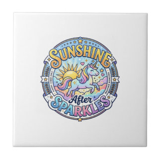 Unicorn Sunshine After Sparkles POD Ready Marketpl Tile