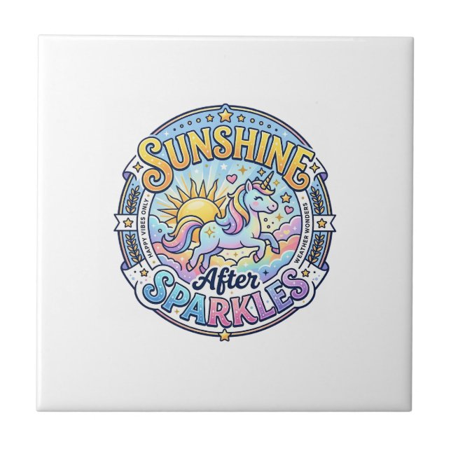 Unicorn Sunshine After Sparkles POD Ready Marketpl Tile (Front)