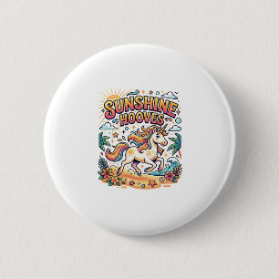 Unicorn Sunshine Hooves Commercial Sticker and Shi 2 Inch Round Button