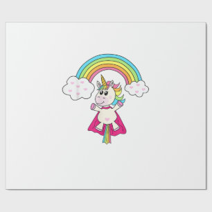 Unicorn Superhero flies to the rainbow T-Shirt T-S Wrapping Paper