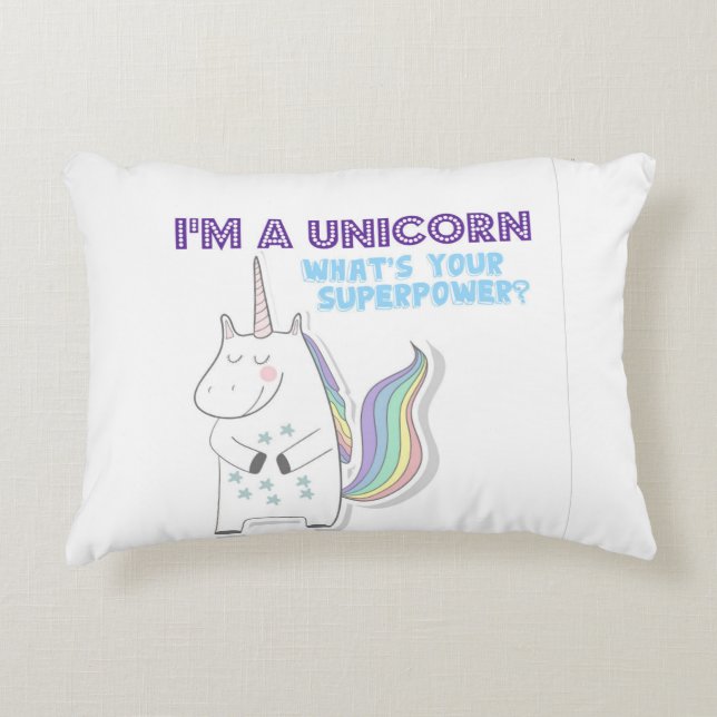 Unicorn Superpower Accent Pillow (Front)
