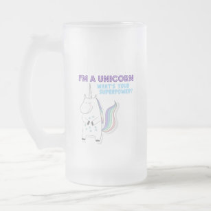 Unicorn Superpower Frosted Glass Beer Mug