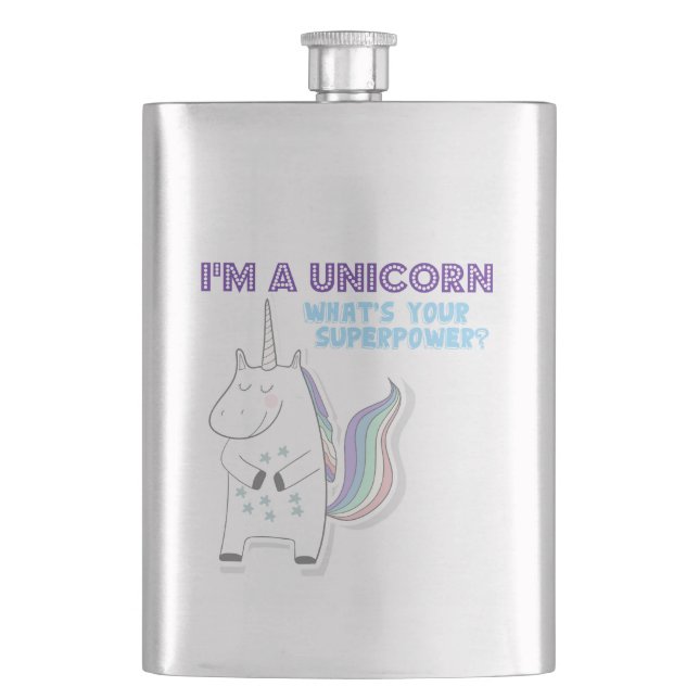 Unicorn Superpower Hip Flask (Front)