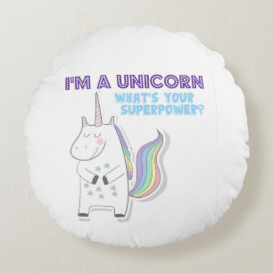Unicorn Superpower Round Pillow