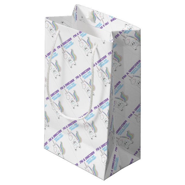 Unicorn Superpower Small Gift Bag (Front Angled)