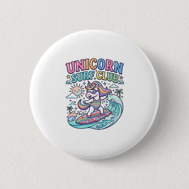 Unicorn Surf Club 2 Inch Round Button (Front)