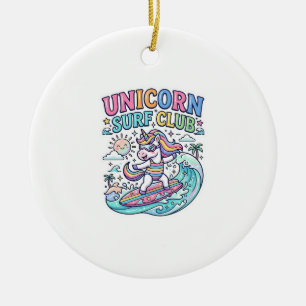 Unicorn Surf Club Ceramic Ornament