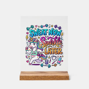 Unicorn Sweat Now Sparkle Later Gift Idea Vector D Acrylic Sign