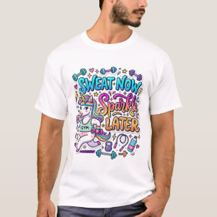 Unicorn Sweat Now Sparkle Later Gift Idea Vector D T-Shirt