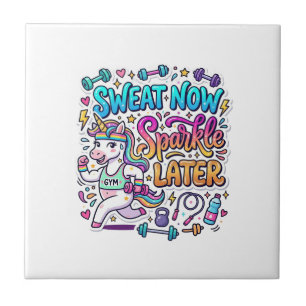 Unicorn Sweat Now Sparkle Later Gift Idea Vector D Tile